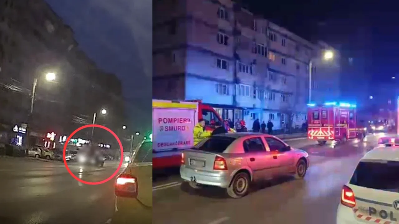 Momentul în care două tinere sunt lovite de un autoturism, pe Bulevardul George Enescu, surprins de o cameră de bord