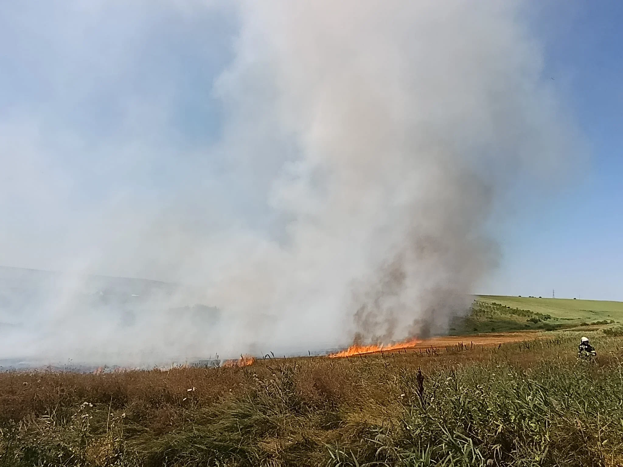 Incendiu de vegetație izbucnit în Lețcani, Iași