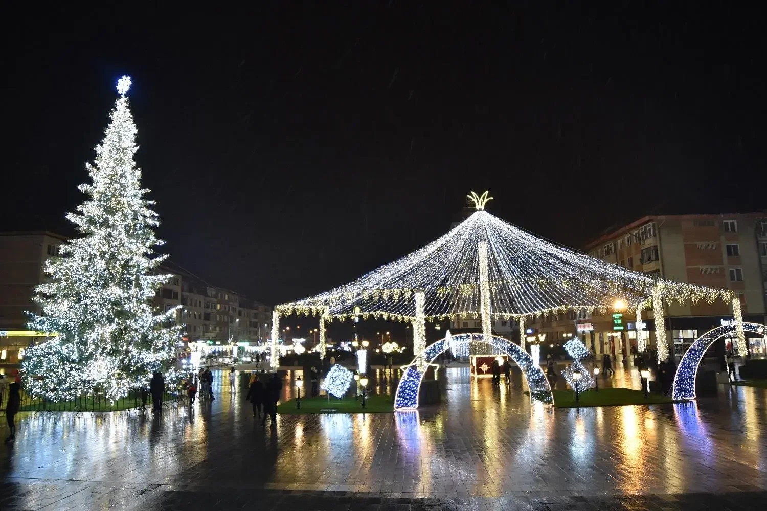 Bradul din centrul Sucevei aprins de diverși invitați